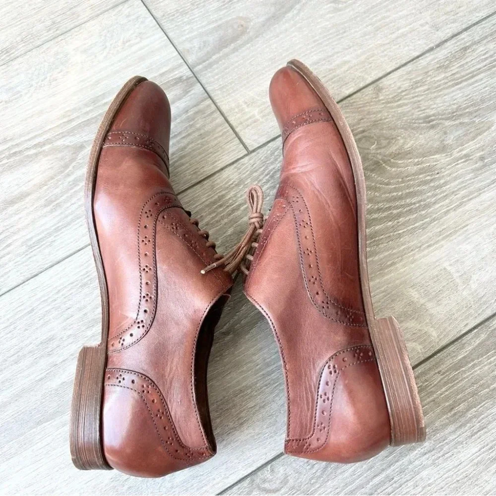 Cole Haan Full Leather Lace Up Oxfords in British Tan